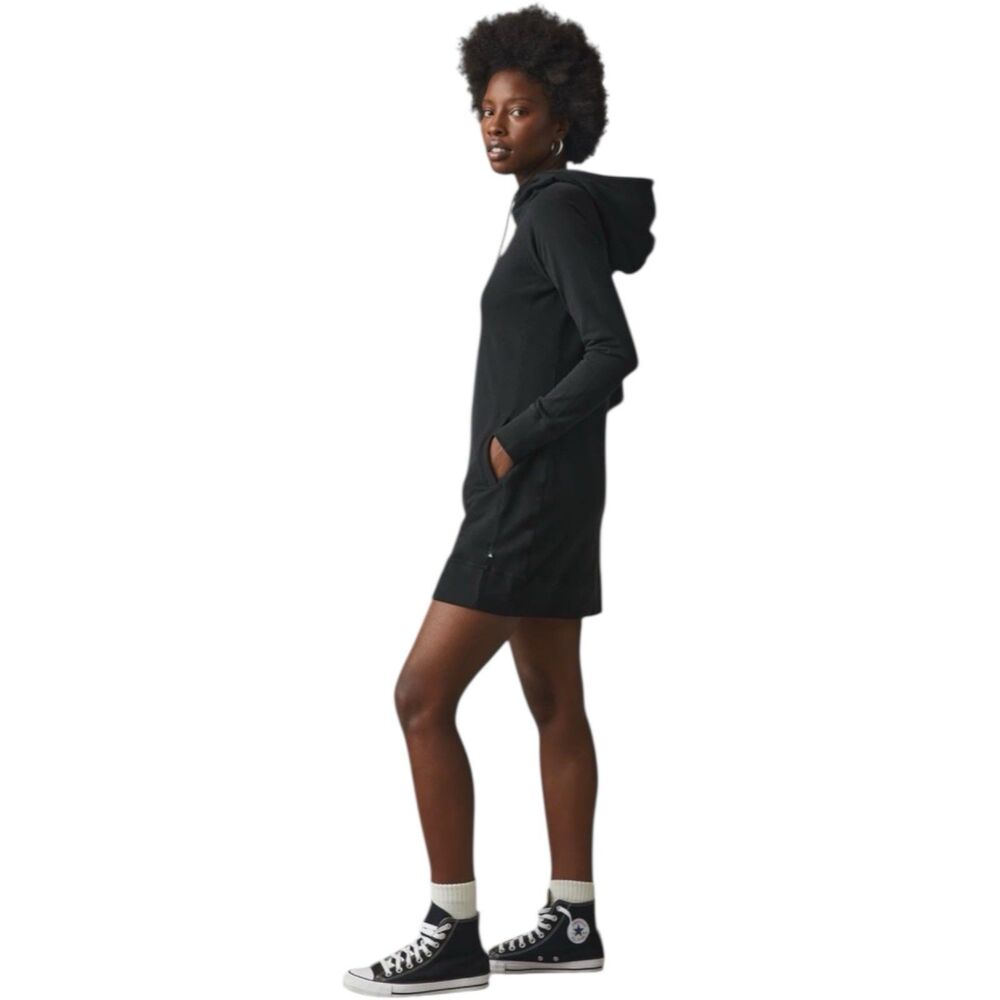 American Giant Hoodie Dress Womens M Black Scuba Pockets Long Sleeve Stretch NWT